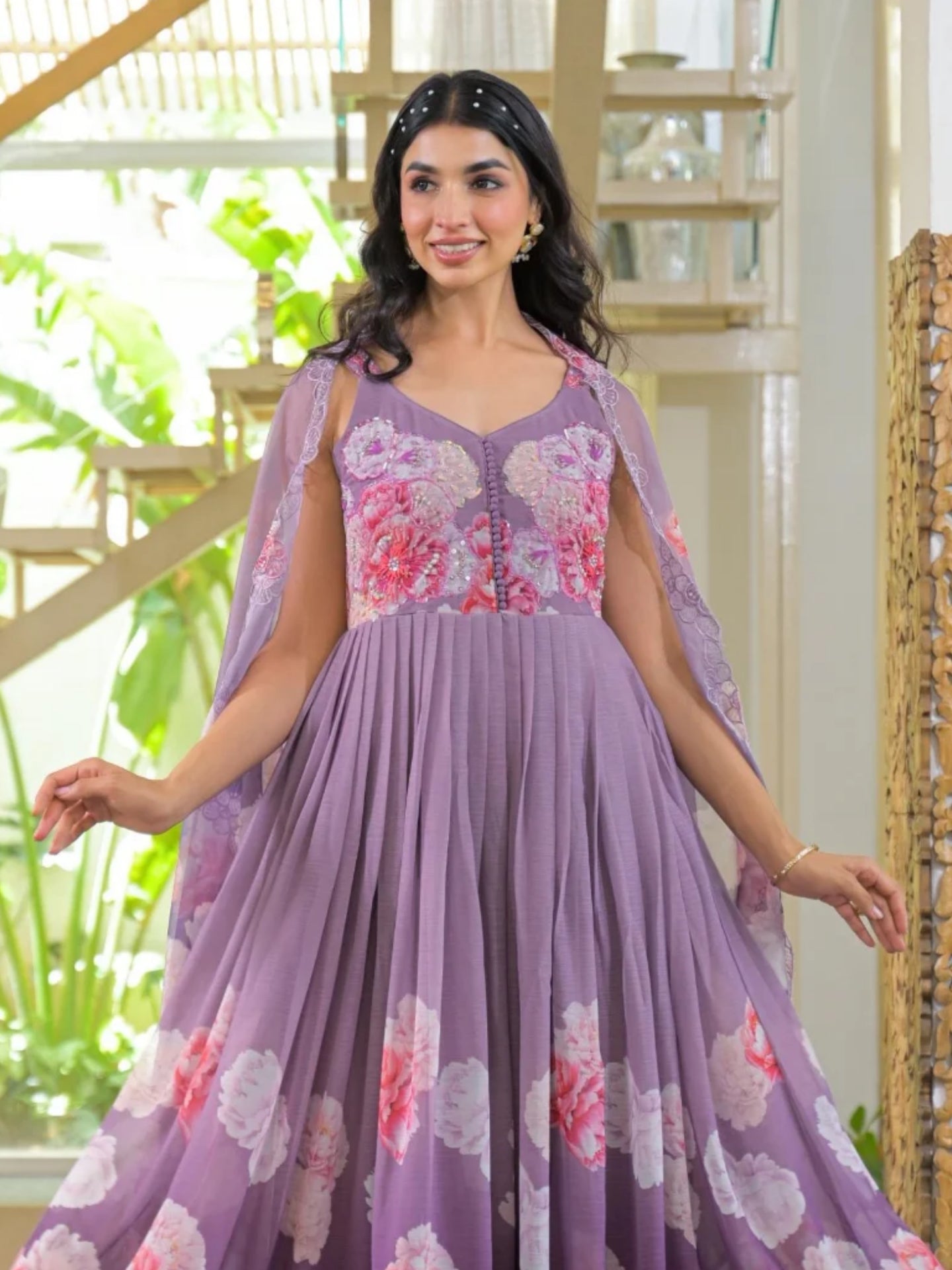 Women’s Pure Anarkali Chiffon Kurta Pant & Dupatta Set - LK Brand