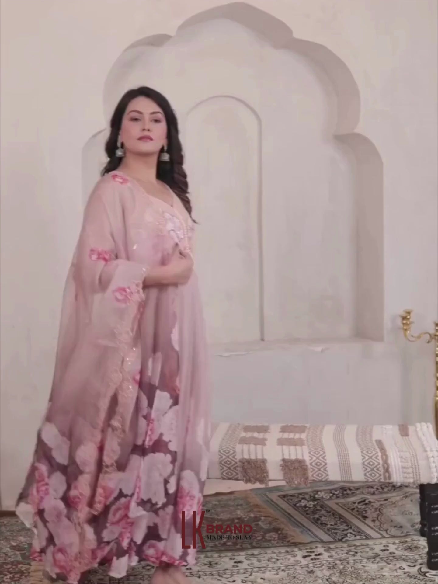 Women’s Pure Anarkali Chiffon Kurta Pant & Dupatta Set